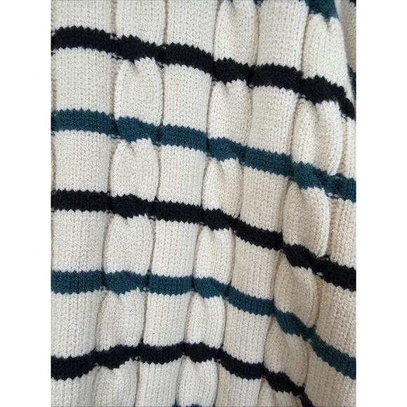 NWT Apricot Ivory Striped Long Sleeve Cropped Cable Knit Sweater #1405 Size XXL - Picture 3 of 7